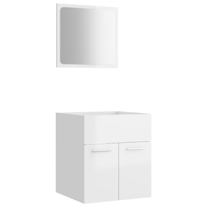 2 pcs Bathroom Furniture Set White Gloss Chipboard