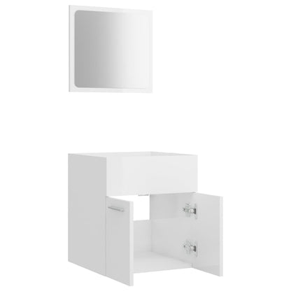 2 pcs Bathroom Furniture Set White Gloss Chipboard