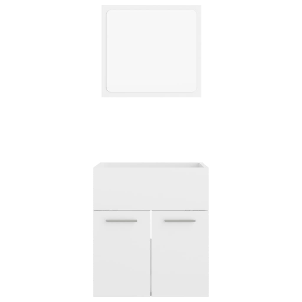 2 pcs Bathroom Furniture Set White Gloss Chipboard