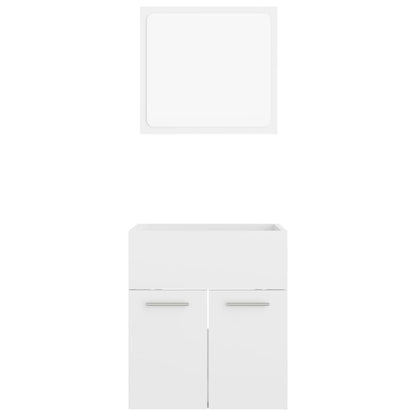 2 pcs Bathroom Furniture Set White Gloss Chipboard