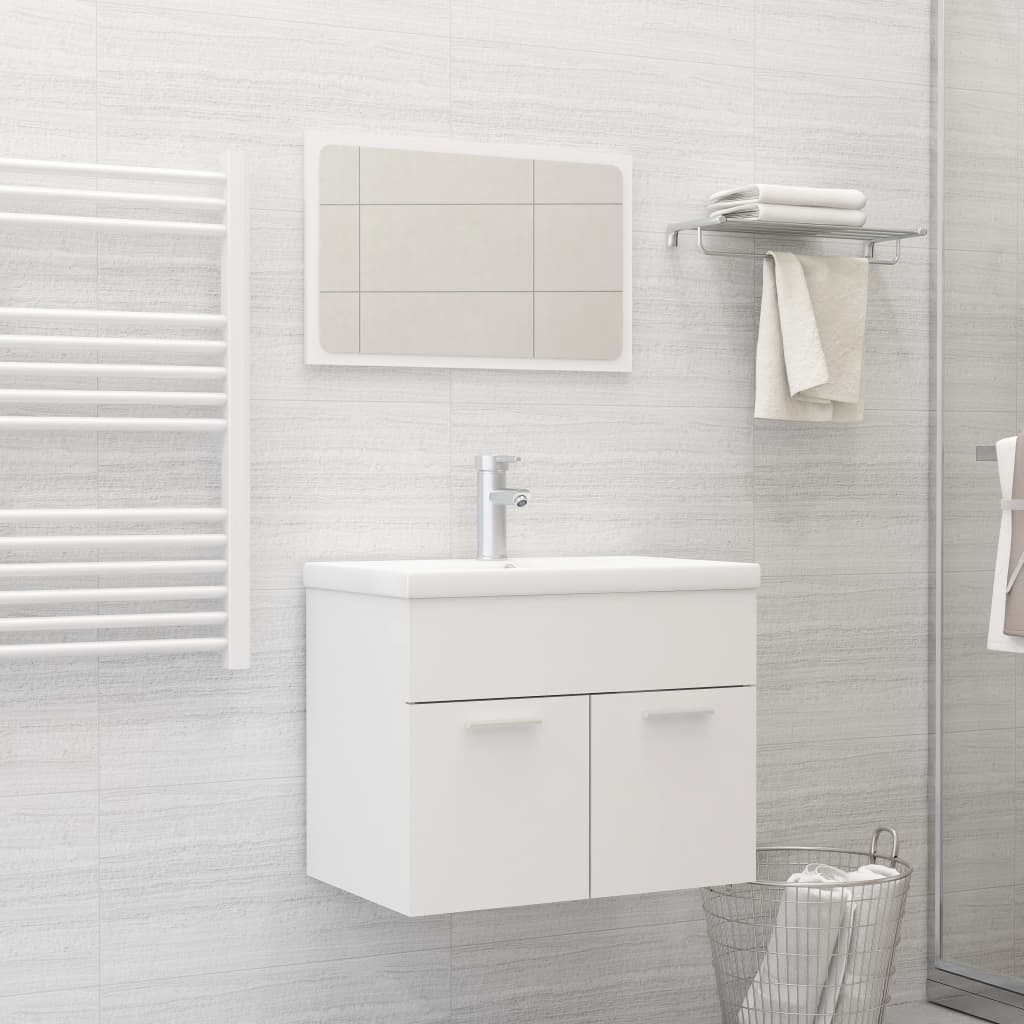 Ensemble de meubles salle de bain 2 pcs Blanc Bois d'ingénierie