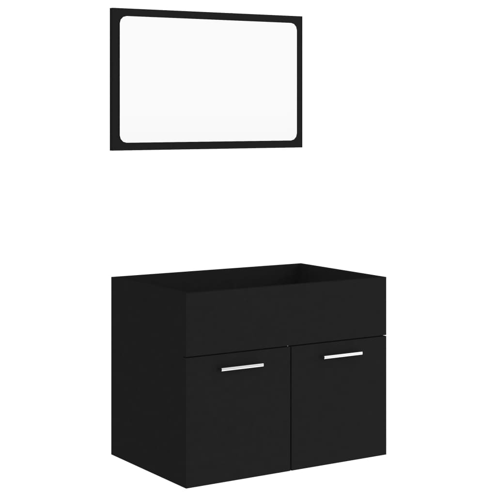 Ensemble de meubles salle de bain 2 pcs Noir Bois d'ingénierie