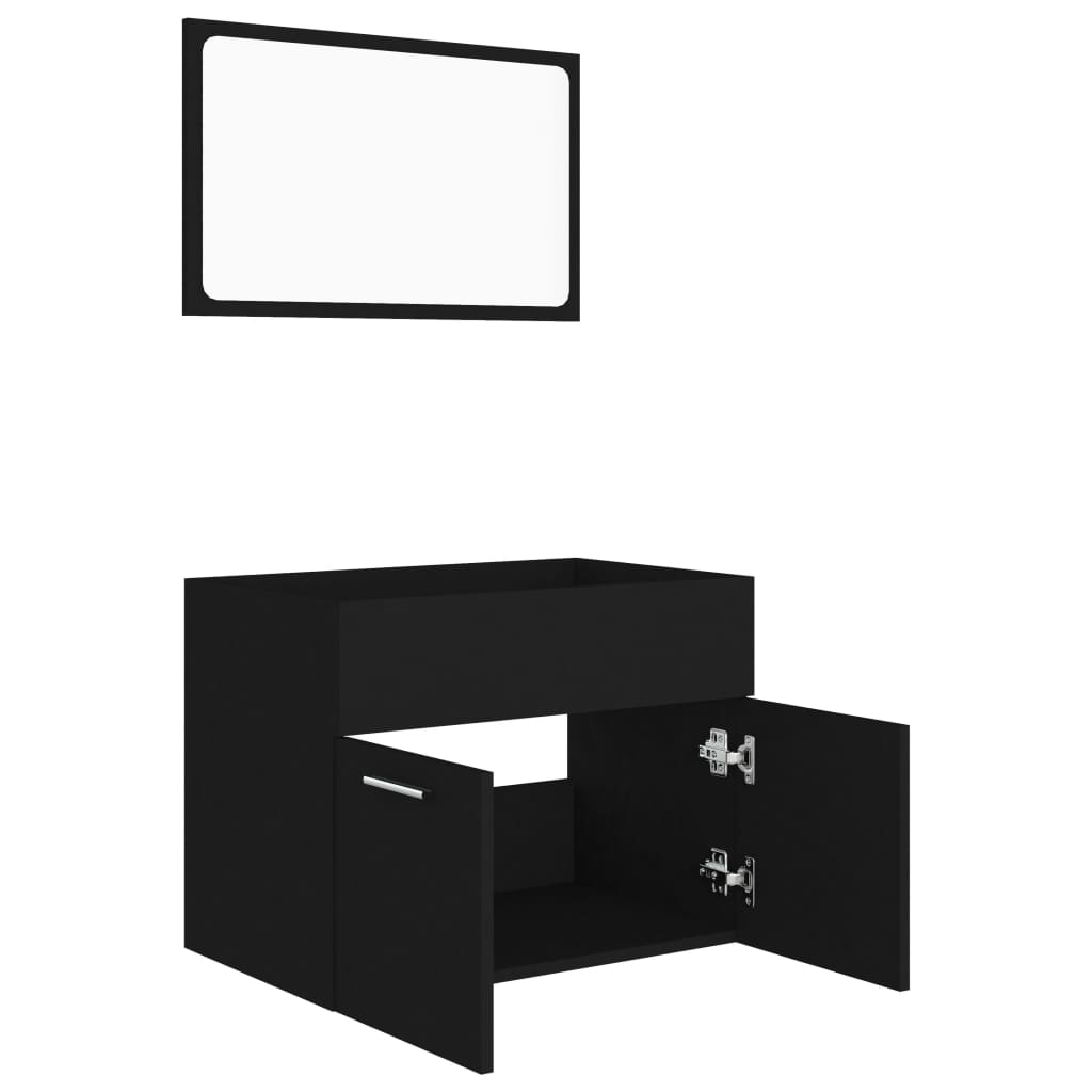 Ensemble de meubles salle de bain 2 pcs Noir Bois d'ingénierie