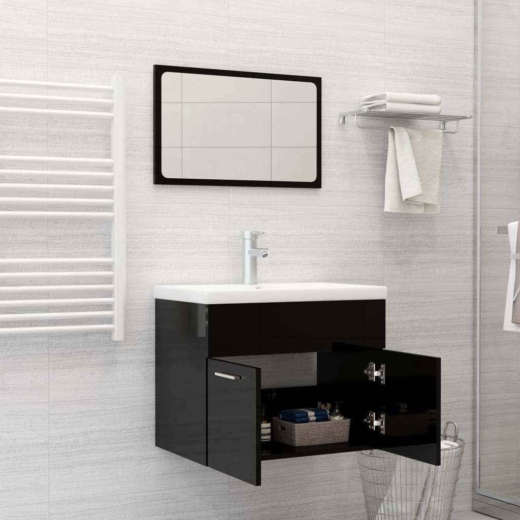 Ensemble de meubles de salle de bain 2 pcs Noir brillant