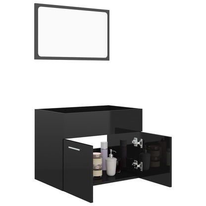 Ensemble de meubles de salle de bain 2 pcs Noir brillant