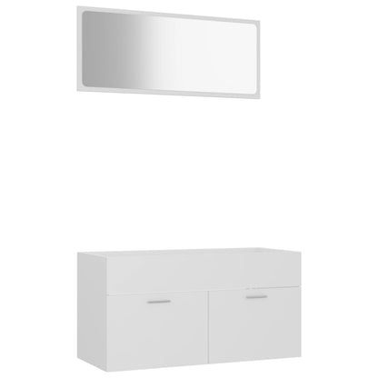 Ensemble de meubles de salle de bain 2pcs blanc bois ingénierie