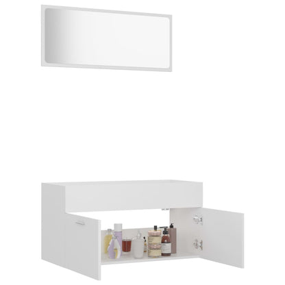 Ensemble de meubles de salle de bain 2pcs blanc bois ingénierie