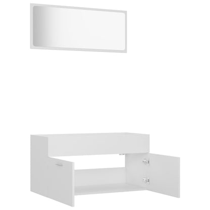 Ensemble de meubles de salle de bain 2pcs blanc bois ingénierie