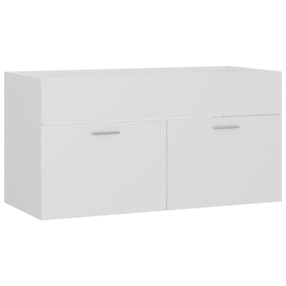 Ensemble de meubles de salle de bain 2pcs blanc bois ingénierie