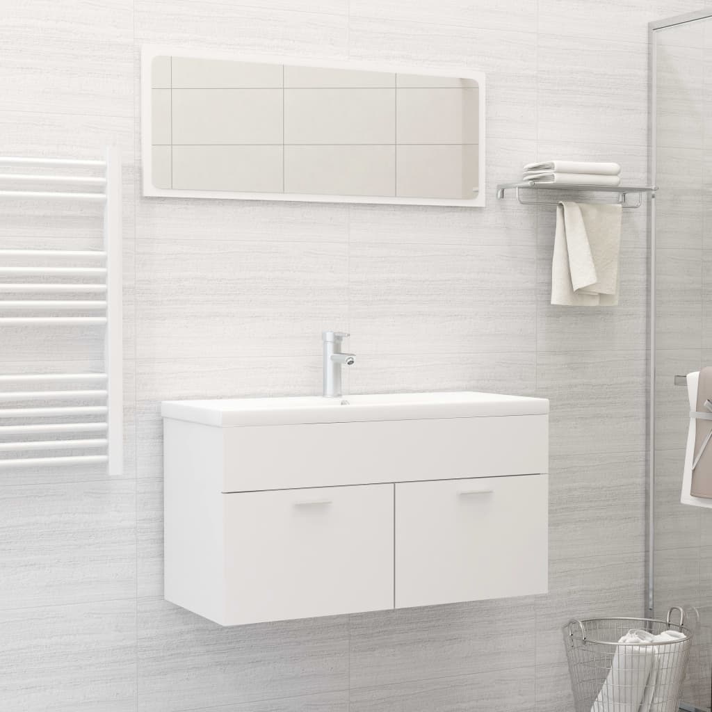 Ensemble de meubles de salle de bain 2pcs blanc bois ingénierie