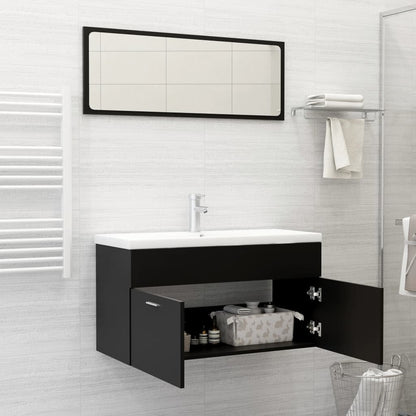 Ensemble de meubles de salle de bain 2 pcs noir bois ingénierie