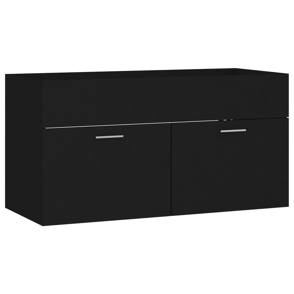 Ensemble de meubles de salle de bain 2 pcs noir bois ingénierie