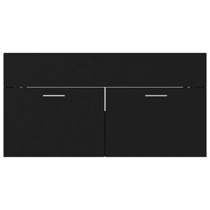 Ensemble de meubles de salle de bain 2 pcs noir bois ingénierie