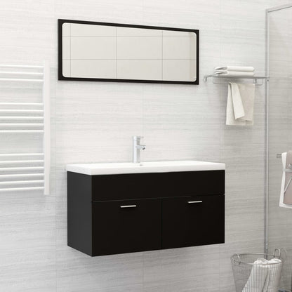 Ensemble de meubles de salle de bain 2 pcs noir bois ingénierie