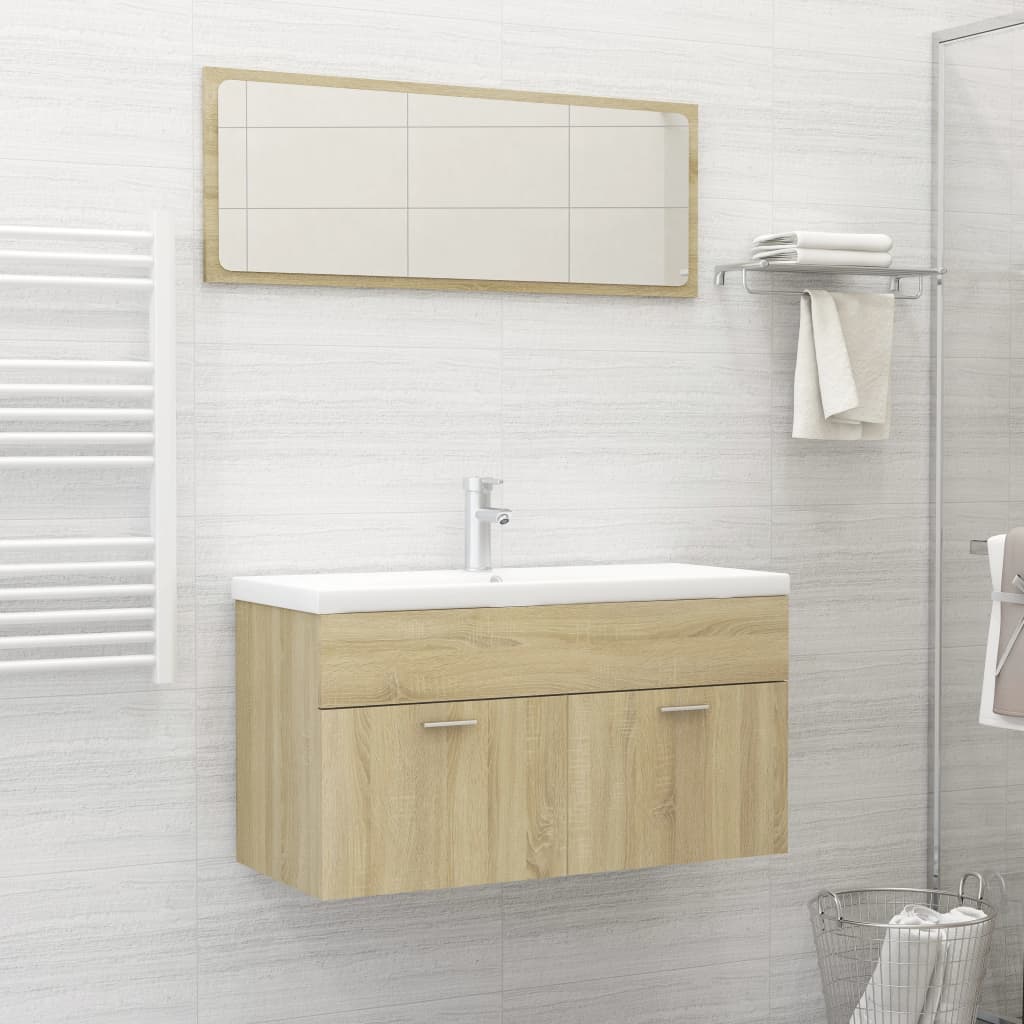 Ensemble de meubles de salle de bain 2 pcs chêne sonoma