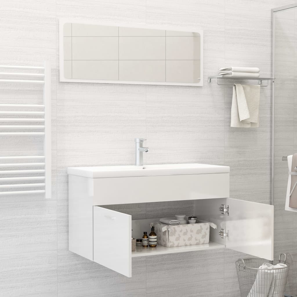 Ensemble de meubles de salle de bain 2 pcs blanc brillant