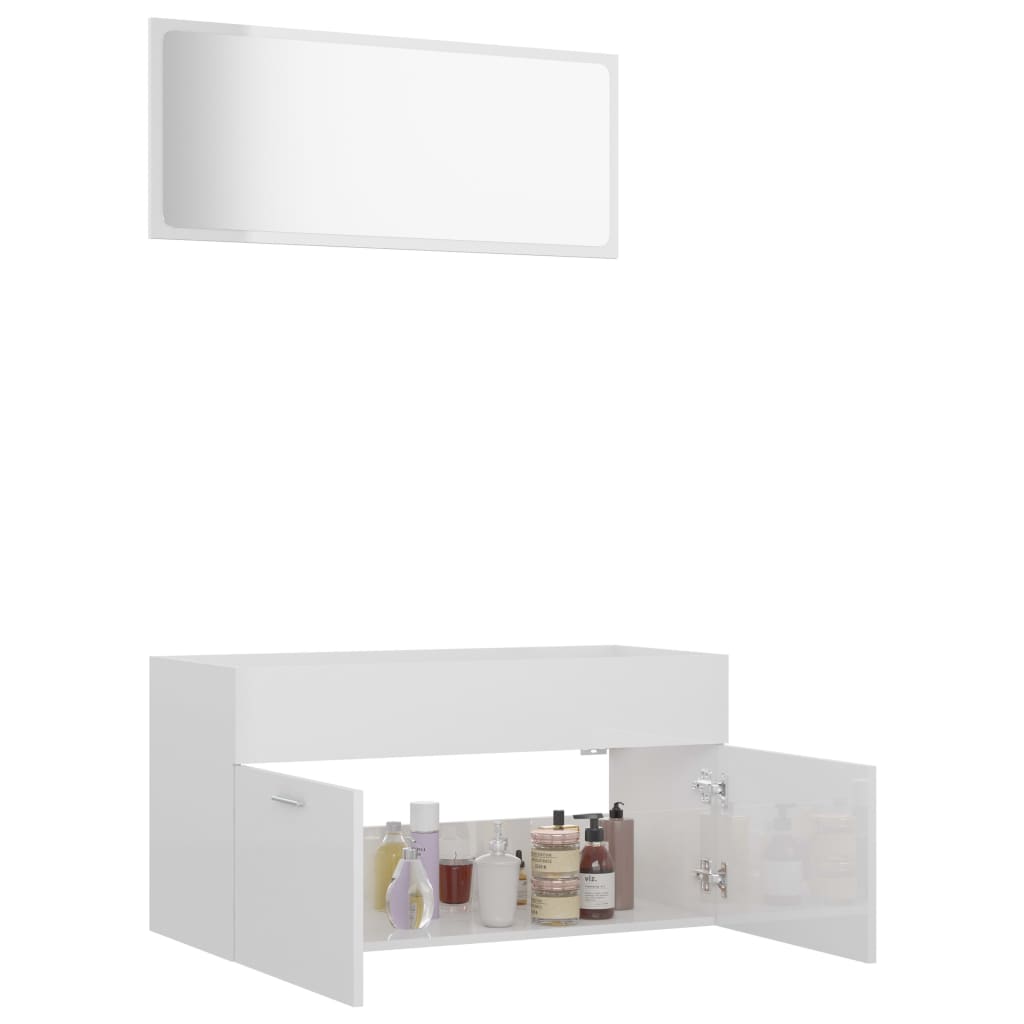 Ensemble de meubles de salle de bain 2 pcs blanc brillant