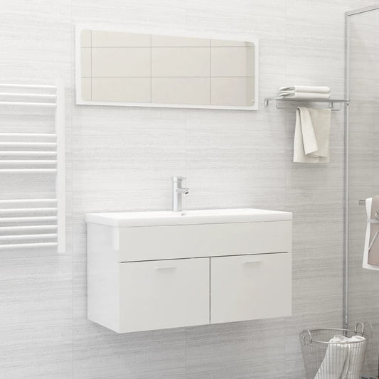 Ensemble de meubles de salle de bain 2 pcs blanc brillant