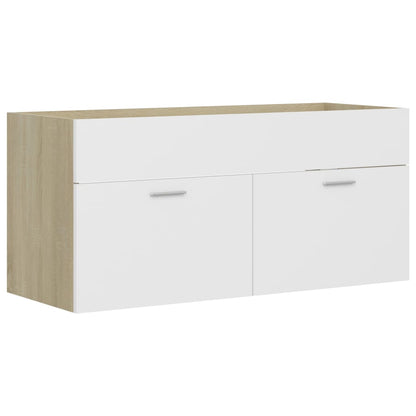 Ensemble de meubles de salle de bain 2pcs blanc et chêne sonoma