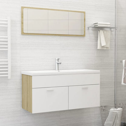 Ensemble de meubles de salle de bain 2pcs blanc et chêne sonoma