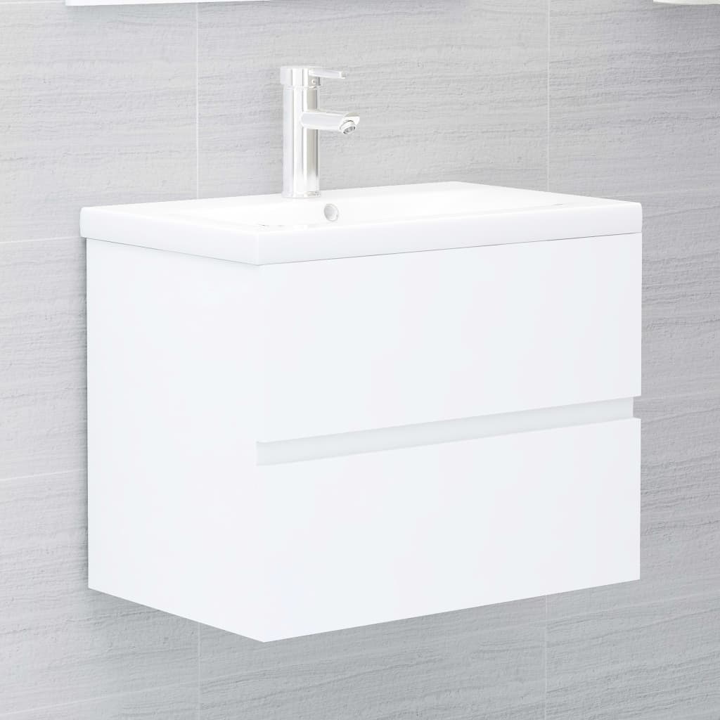 Ensemble de meubles salle de bain 2 pcs blanc bois d'ingénierie