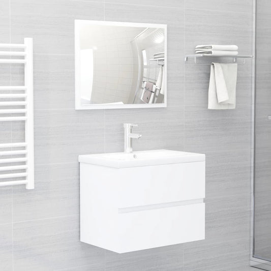 Ensemble de meubles salle de bain 2 pcs blanc bois d'ingénierie