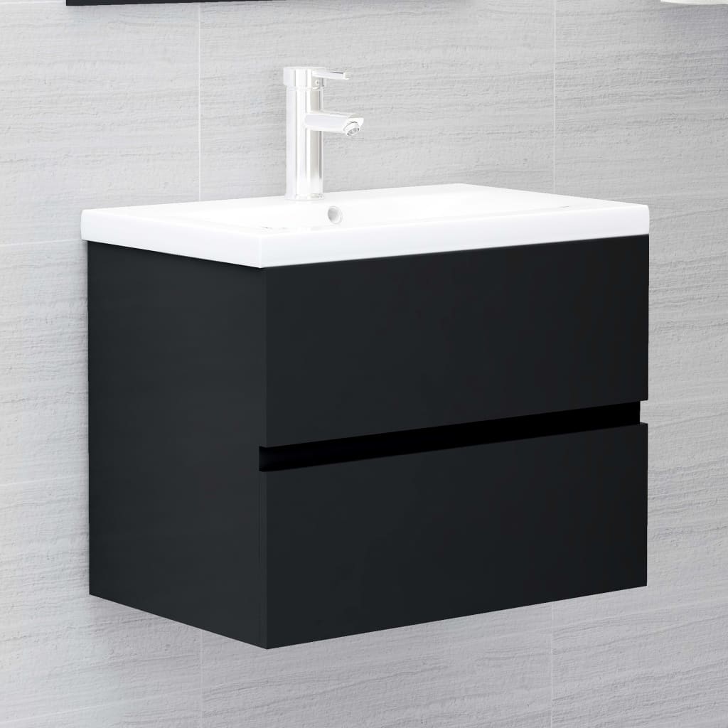 Ensemble de meubles salle de bain 2 pcs noir bois d'ingénierie