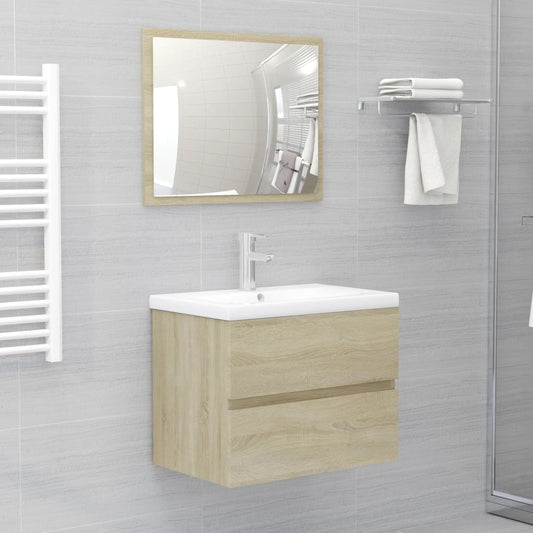 Ensemble de meubles de salle de bain 2 pcs chêne sonoma