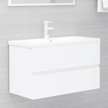 Ensemble de meubles salle de bain 2 pcs blanc bois d'ingénierie