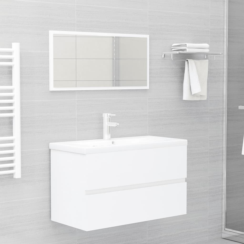 Ensemble de meubles salle de bain 2 pcs blanc bois d'ingénierie