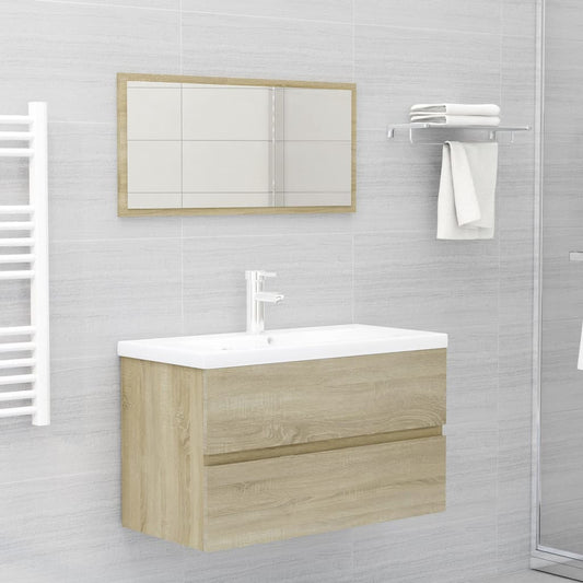 Ensemble de meubles de salle de bain 2 pcs chêne sonoma