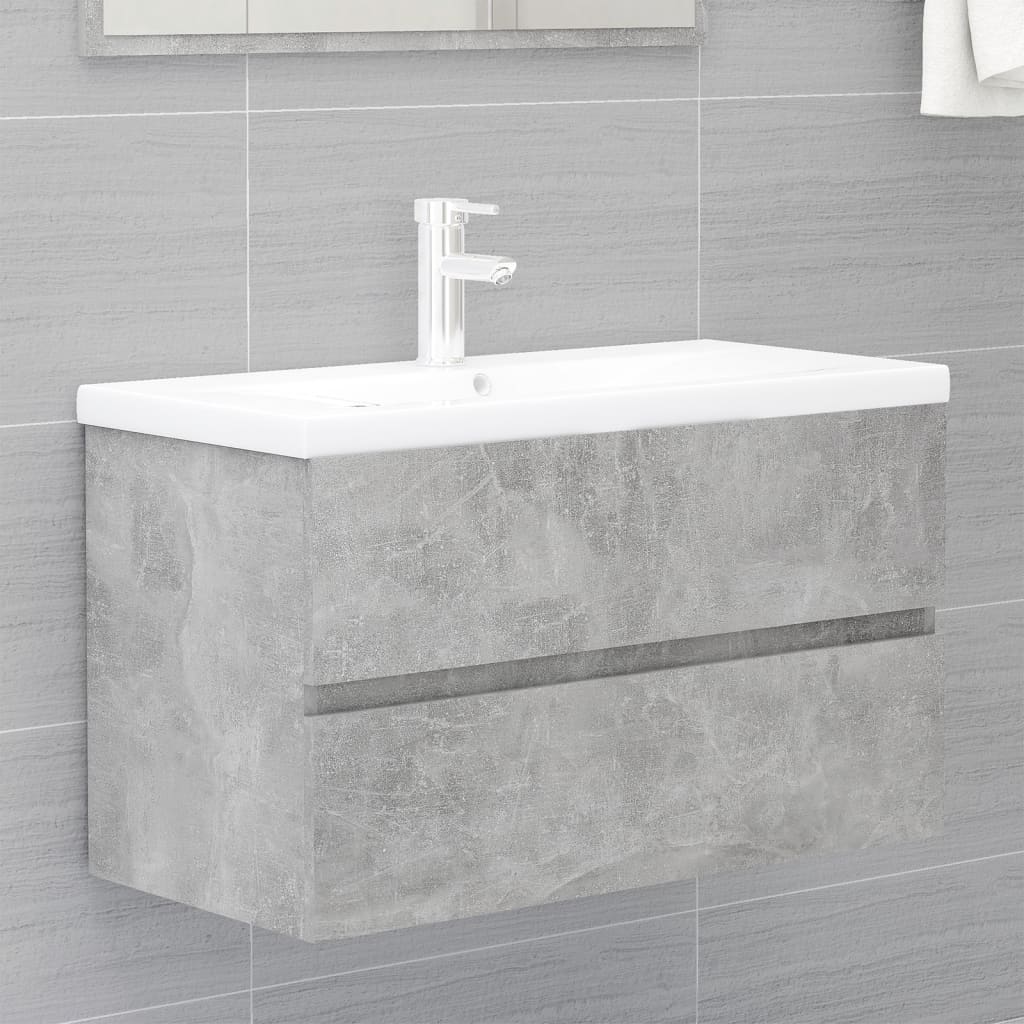 Ensemble de meubles de salle de bain 2 pcs gris béton