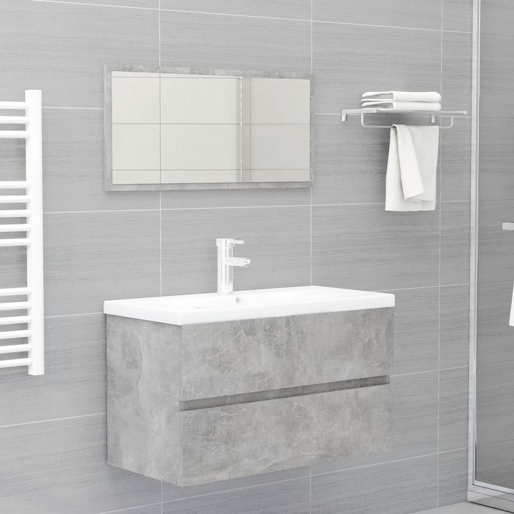 Ensemble de meubles de salle de bain 2 pcs gris béton