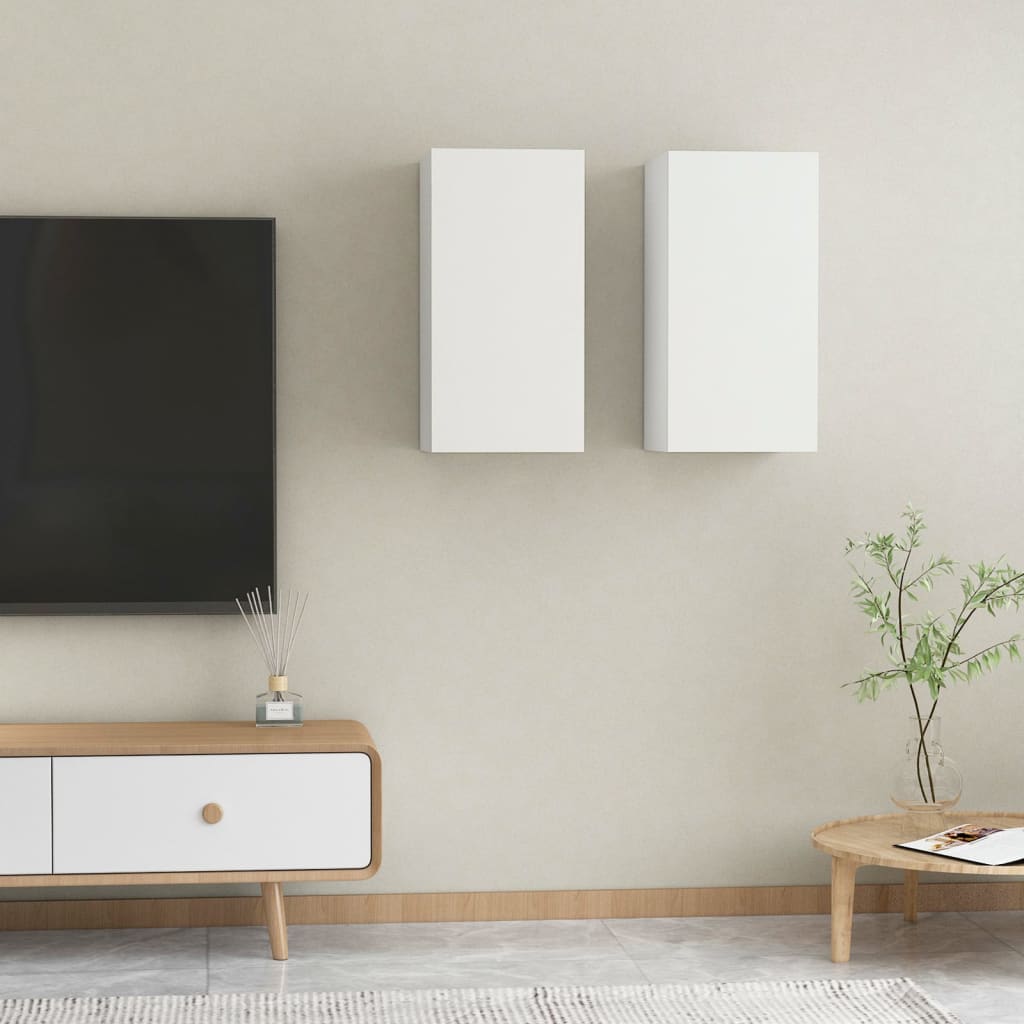 Meubles TV 2 pcs Blanc 30,5x30x60 cm Bois d’ingénierie