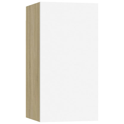 Meubles TV 2 pcs Blanc et chêne sonoma Bois d’ingénierie