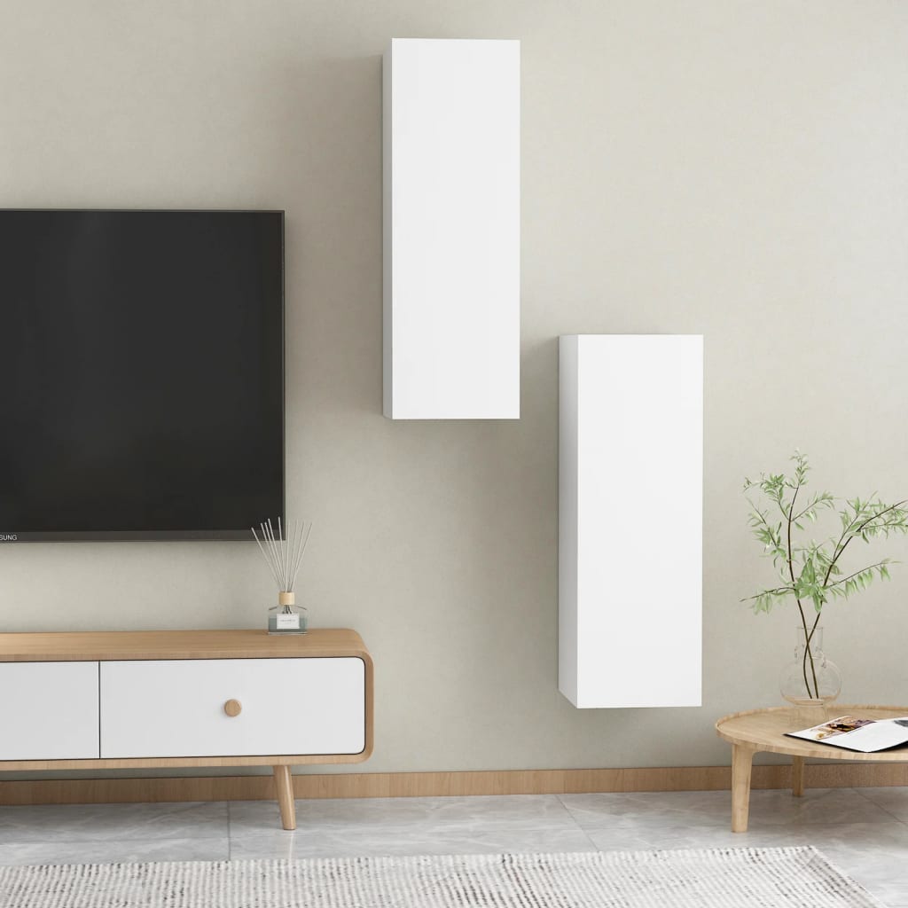 Meubles TV 2 pcs Blanc 30,5x30x90 cm Bois d’ingénierie