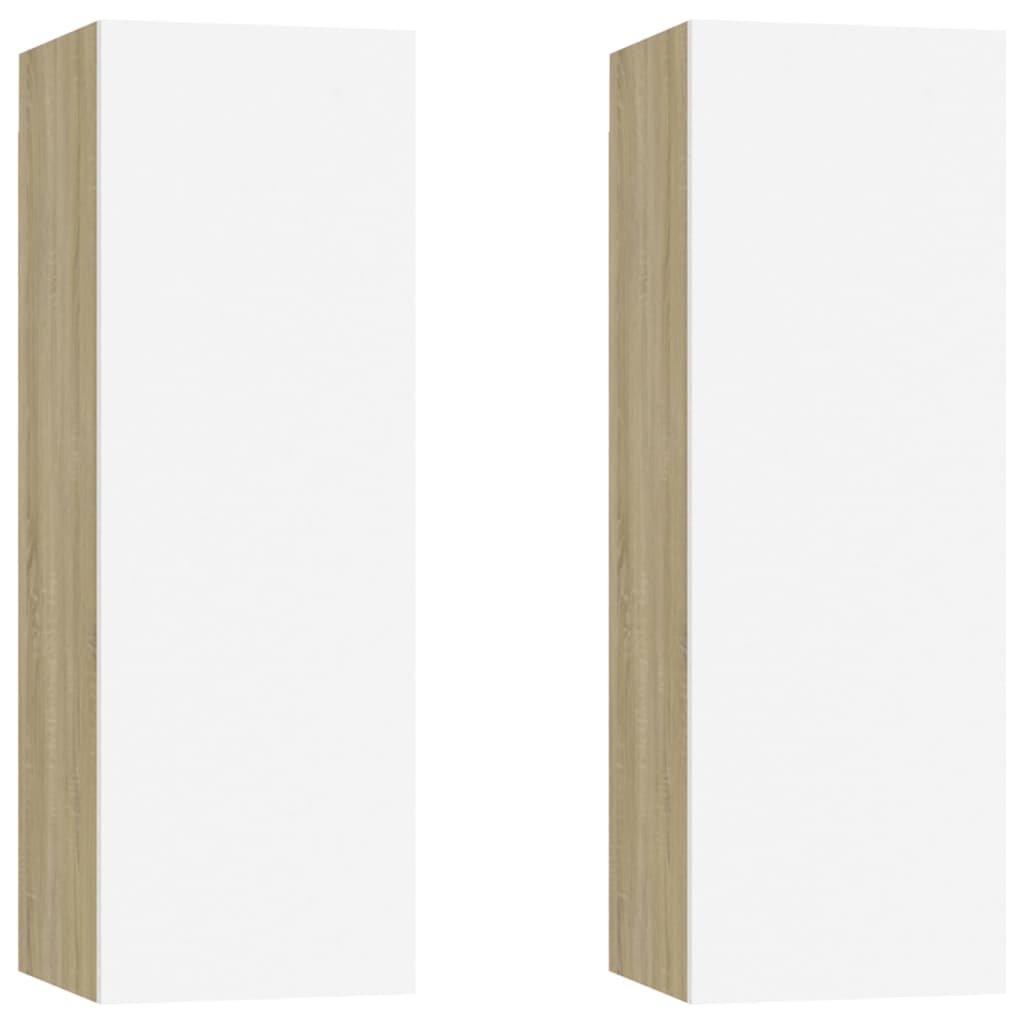 Meubles TV 2 pcs Blanc et chêne sonoma Bois d’ingénierie