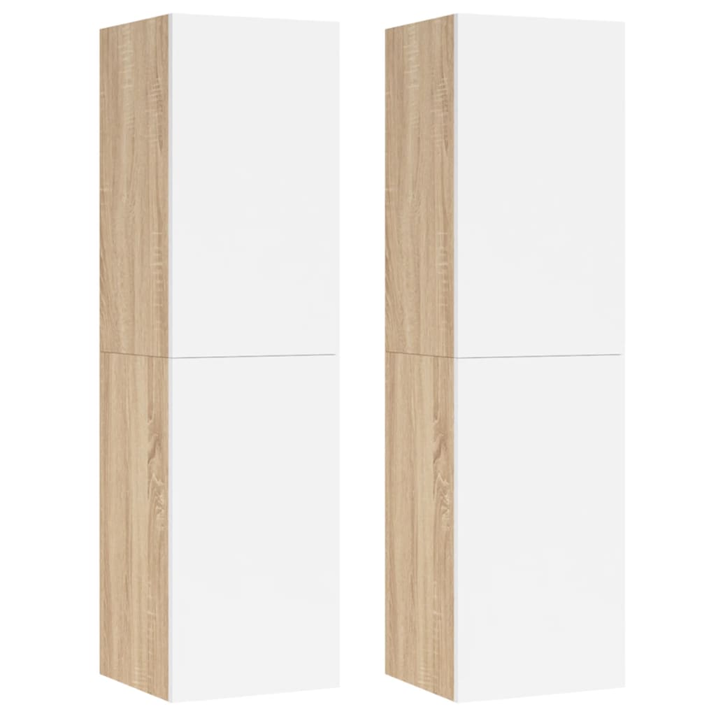 Meubles TV 2 pcs Blanc et chêne sonoma Bois d’ingénierie