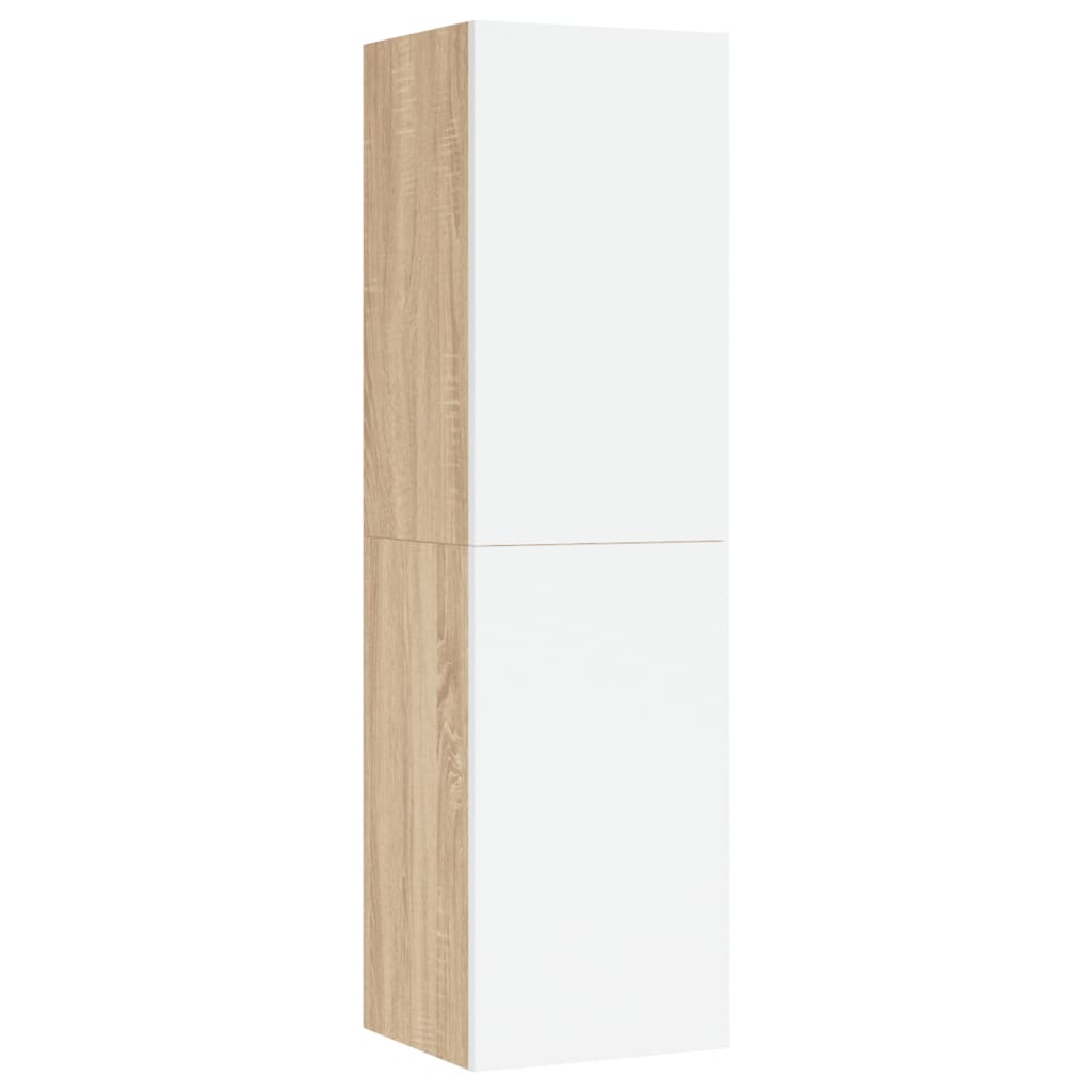 Meubles TV 2 pcs Blanc et chêne sonoma Bois d’ingénierie