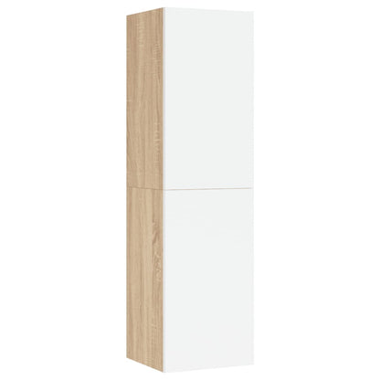 Meubles TV 2 pcs Blanc et chêne sonoma Bois d’ingénierie