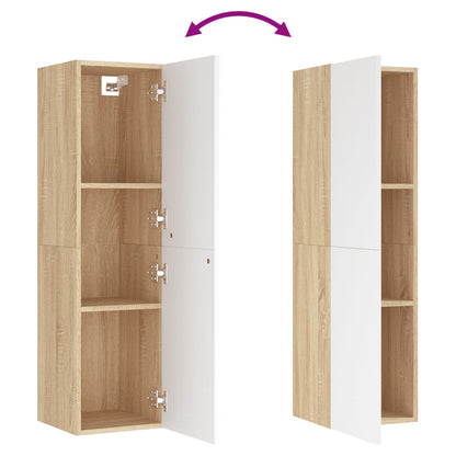 Meubles TV 2 pcs Blanc et chêne sonoma Bois d’ingénierie