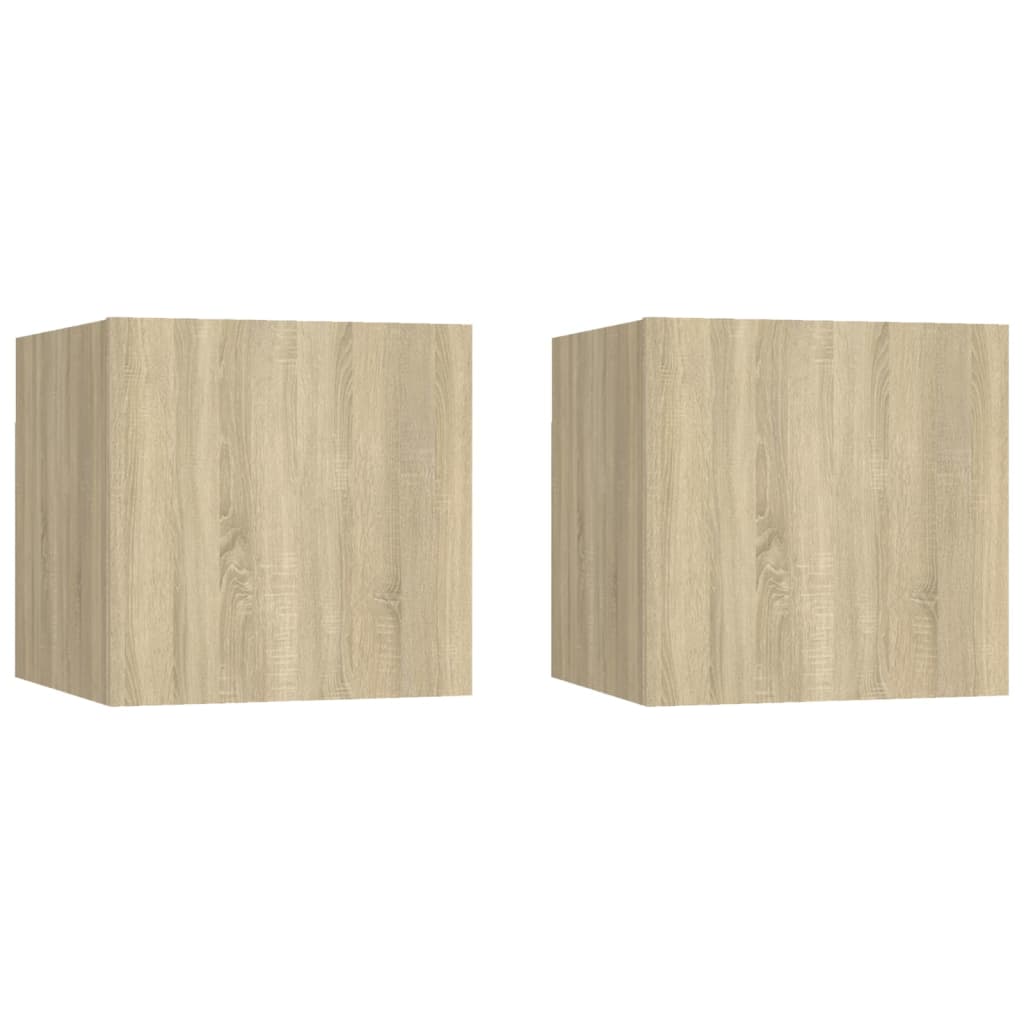 2 pcs Wall mounted TV cabinets Sonoma oak 30.5x30x30 cm