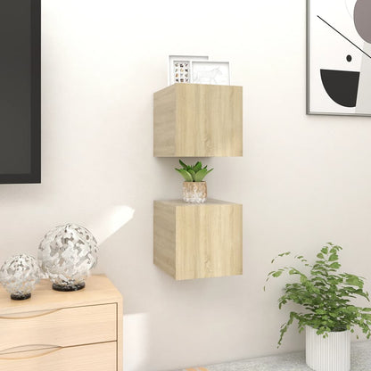 2 pcs Wall mounted TV cabinets Sonoma oak 30.5x30x30 cm