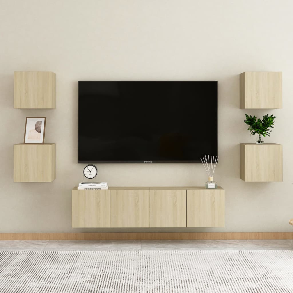 2 pcs Wall mounted TV cabinets Sonoma oak 30.5x30x30 cm