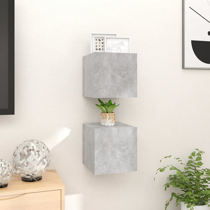 Wall-mounted TV cabinets 2 pcs Concrete grey 30.5x30x30 cm