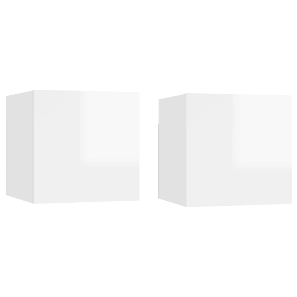 Meubles TV muraux 2 pcs Blanc brillant 30,5x30x30 cm