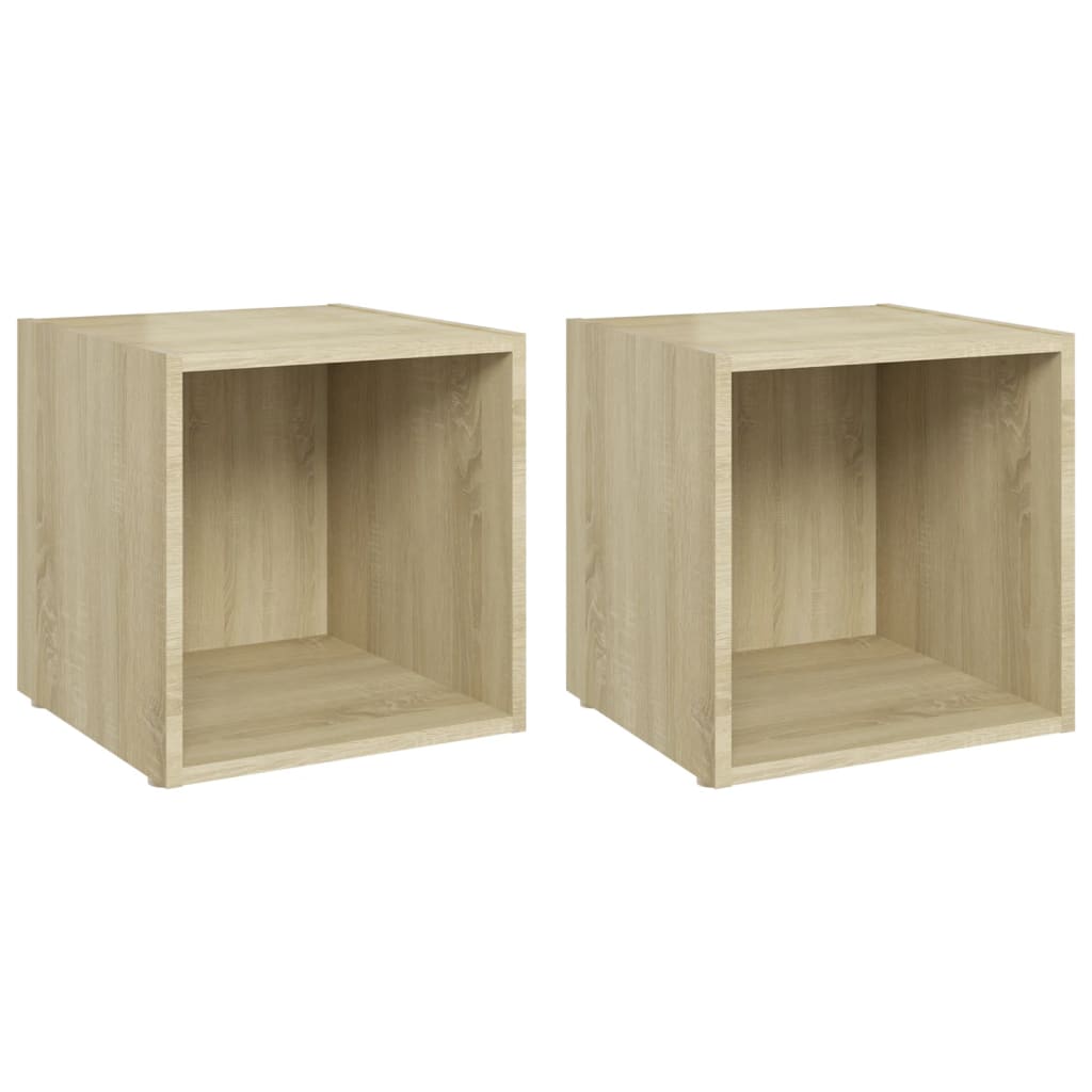 TV cabinet 2 pcs sonoma oak 37x35x37 cm engineered wood