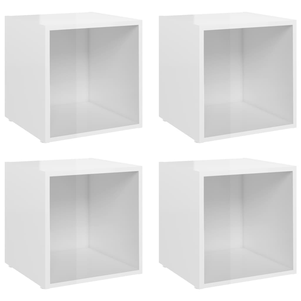 TV cabinet 4 pcs white high gloss 37x35x37 cm engineered wood