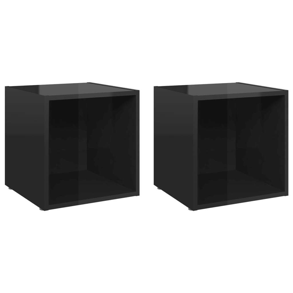 TV cabinet 2 pcs black glossy 37x35x37 cm engineered wood