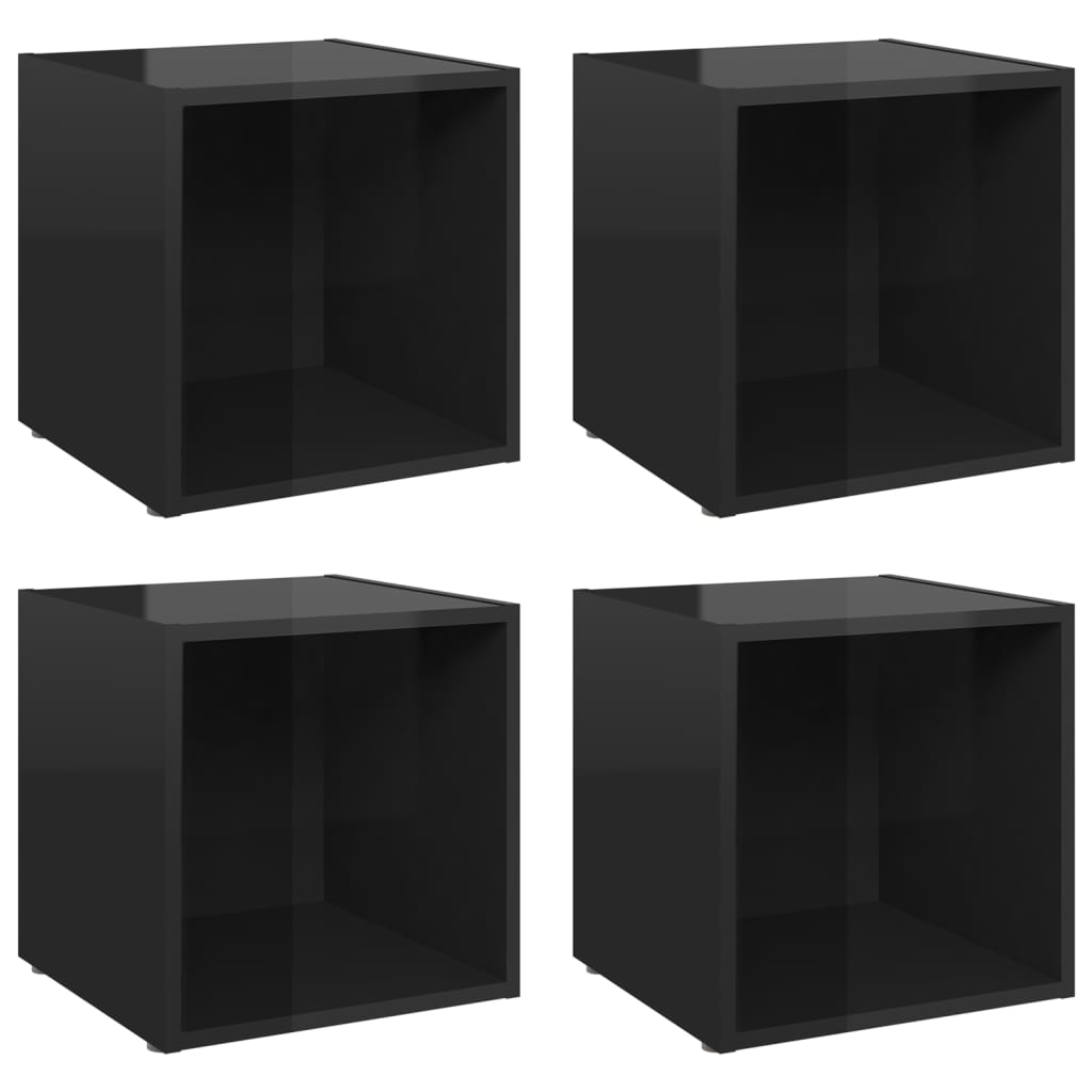 Meubles TV 4 pcs noir brillant 37x35x37 cm bois d’ingénierie